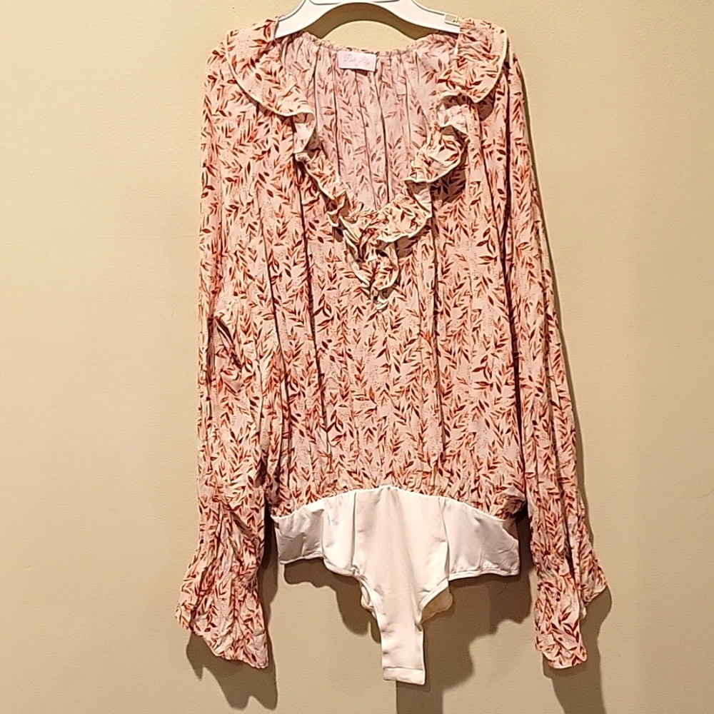 ❤️ NWOT! PINK LILY DUSTY ROSE RUFFLE BODYSUIT, XL